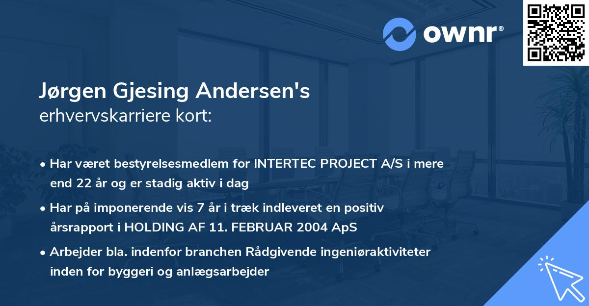 Jørgen Gjesing Andersen's erhvervskarriere kort