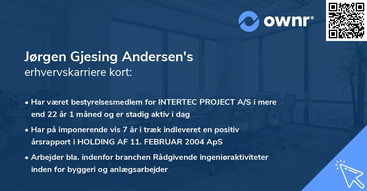 Jørgen Gjesing Andersen's erhvervskarriere kort