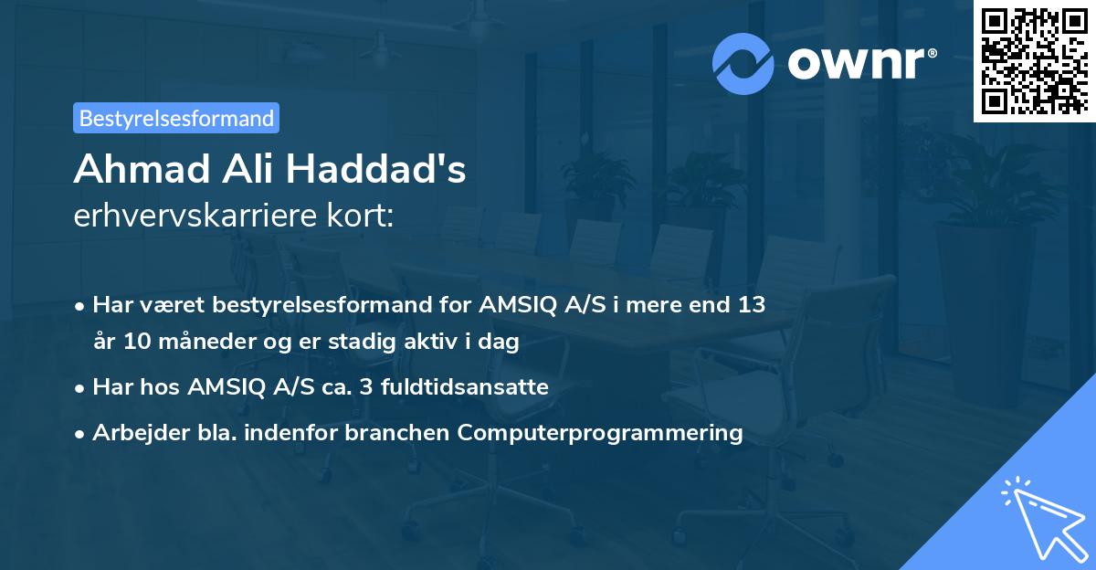 Ahmad Ali Haddad's erhvervskarriere kort