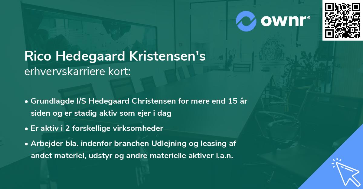 Rico Hedegaard Kristensen's erhvervskarriere kort