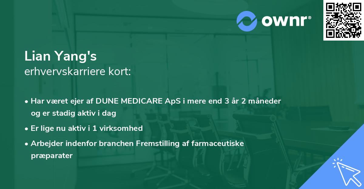 Lian Yang's erhvervskarriere kort