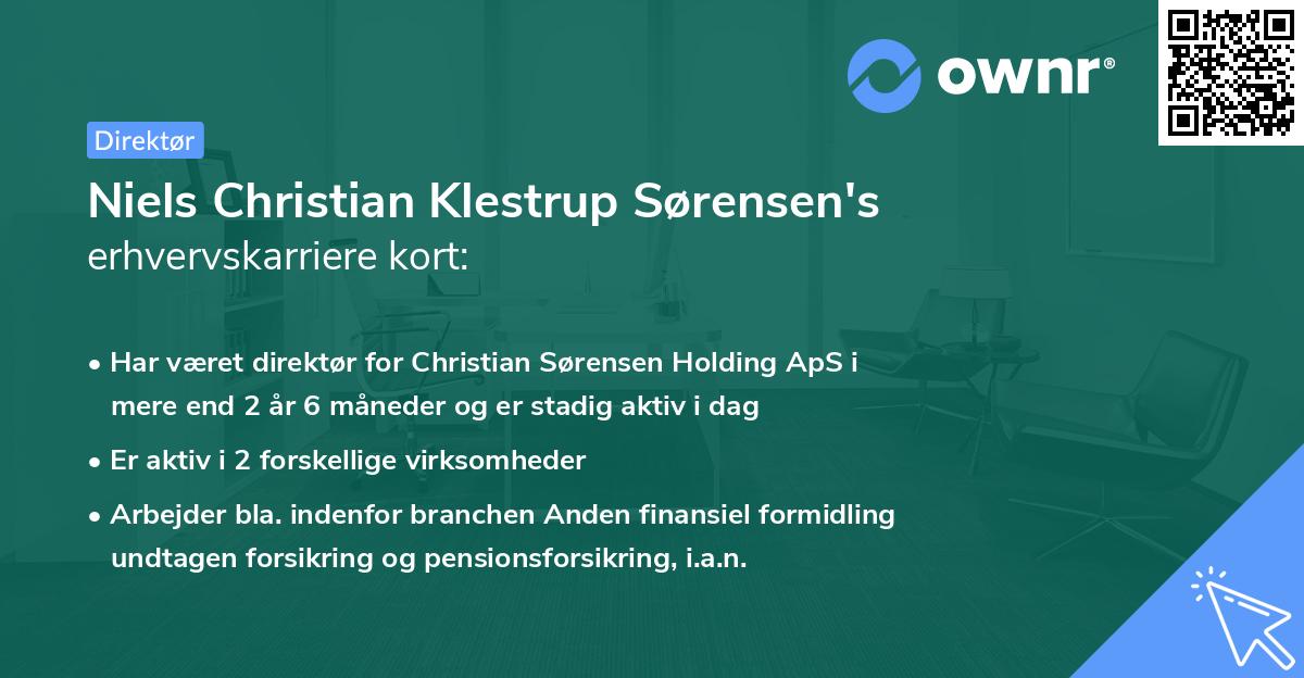 Niels Christian Klestrup Sørensen's erhvervskarriere kort