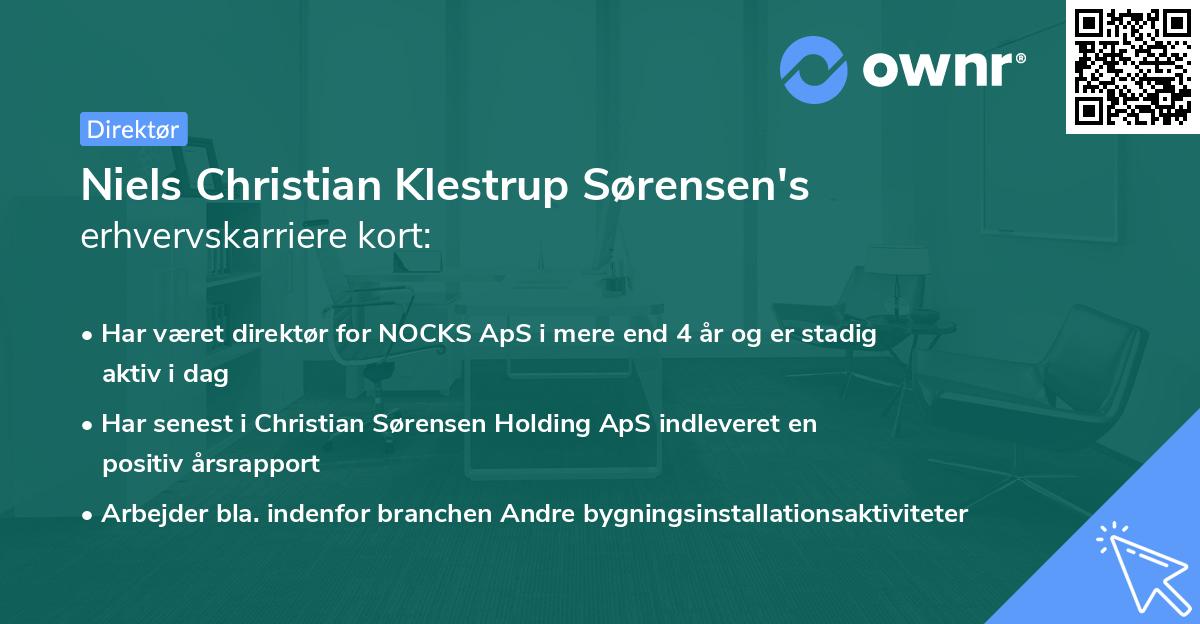 Niels Christian Klestrup Sørensen's erhvervskarriere kort