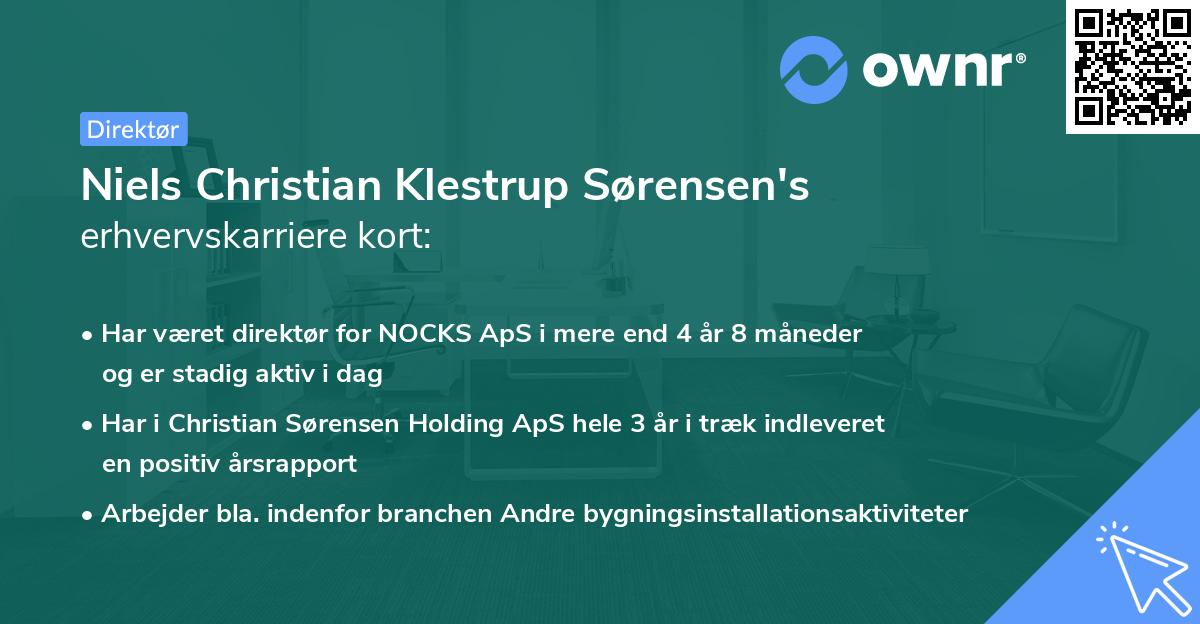 Niels Christian Klestrup Sørensen's erhvervskarriere kort