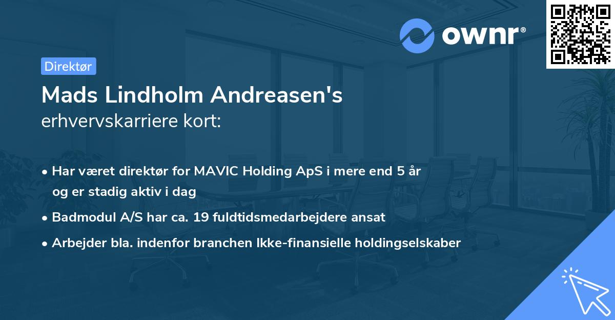 Mads Lindholm Andreasen's erhvervskarriere kort