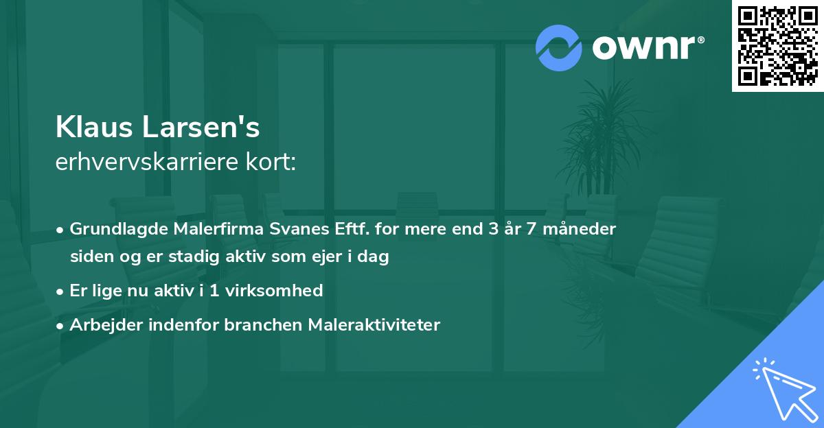 Klaus Larsen's erhvervskarriere kort