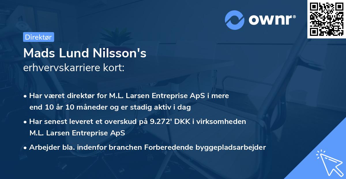 Mads Lund Nilsson's erhvervskarriere kort