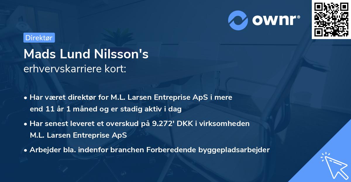 Mads Lund Nilsson's erhvervskarriere kort