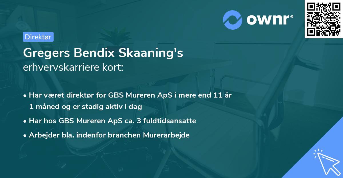 Gregers Bendix Skaaning's erhvervskarriere kort