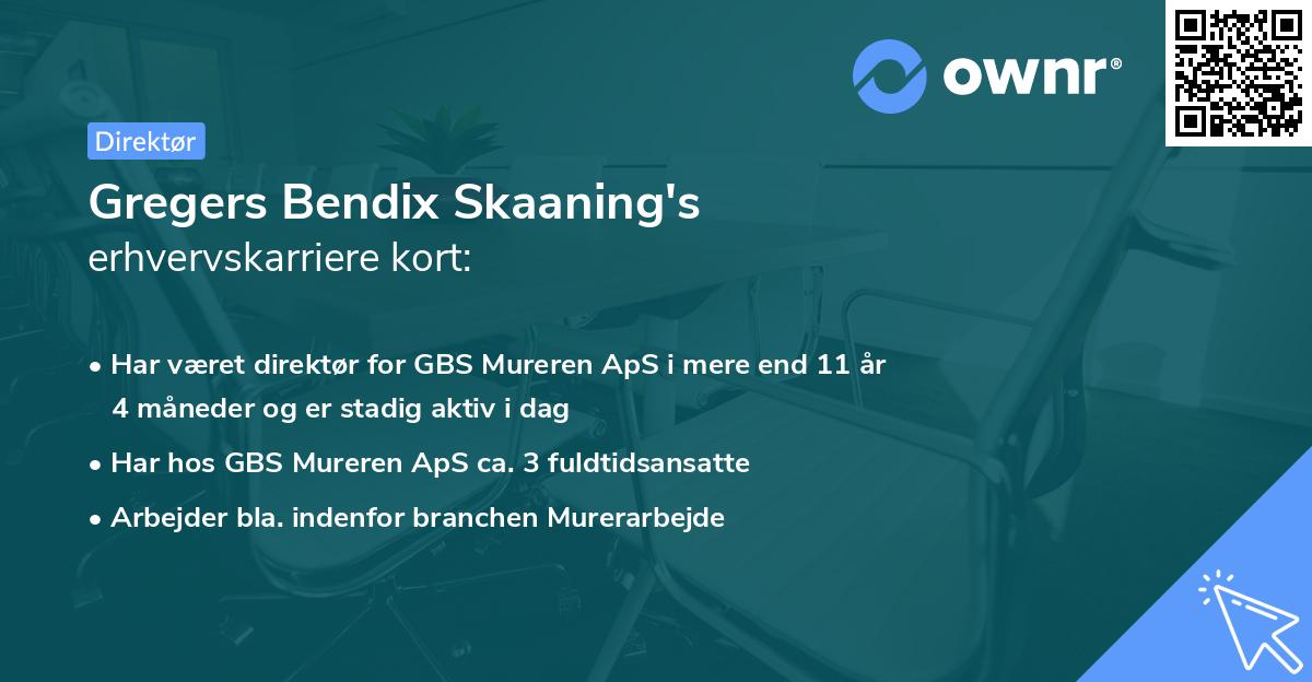 Gregers Bendix Skaaning's erhvervskarriere kort