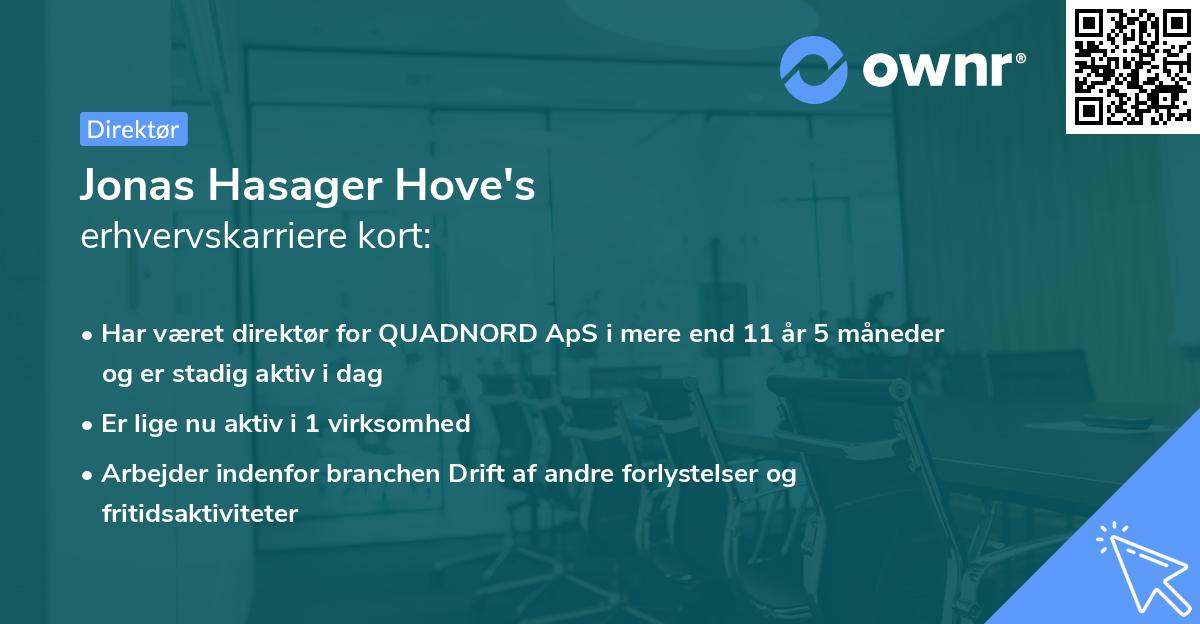 Jonas Hasager Hove's erhvervskarriere kort