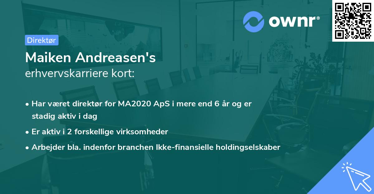 Maiken Andreasen's erhvervskarriere kort
