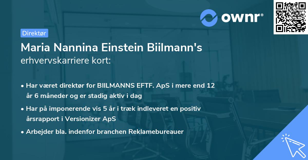 Maria Nannina Einstein Biilmann's erhvervskarriere kort