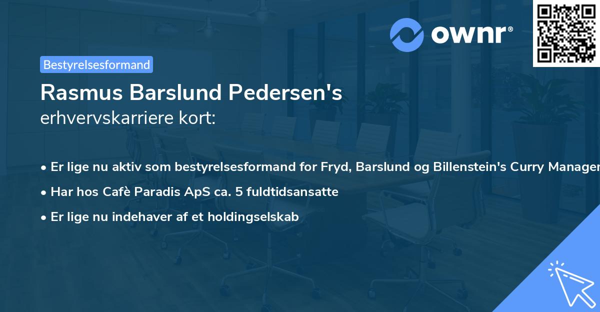 Rasmus Barslund Pedersen's erhvervskarriere kort
