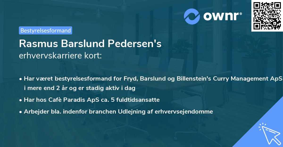 Rasmus Barslund Pedersen's erhvervskarriere kort
