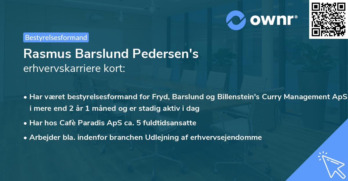 Rasmus Barslund Pedersen's erhvervskarriere kort