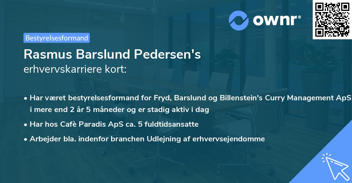 Rasmus Barslund Pedersen's erhvervskarriere kort