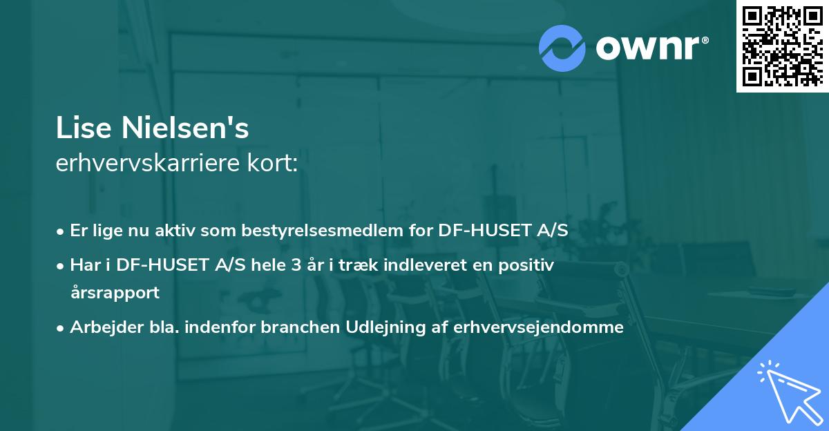 Lise Nielsen's erhvervskarriere kort
