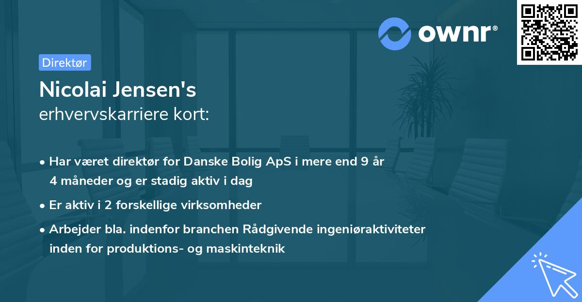 Nicolai Jensen's erhvervskarriere kort