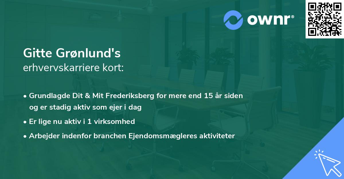 Gitte Grønlund's erhvervskarriere kort