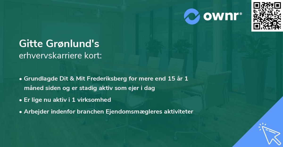 Gitte Grønlund's erhvervskarriere kort