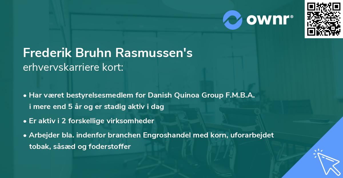 Frederik Bruhn Rasmussen's erhvervskarriere kort