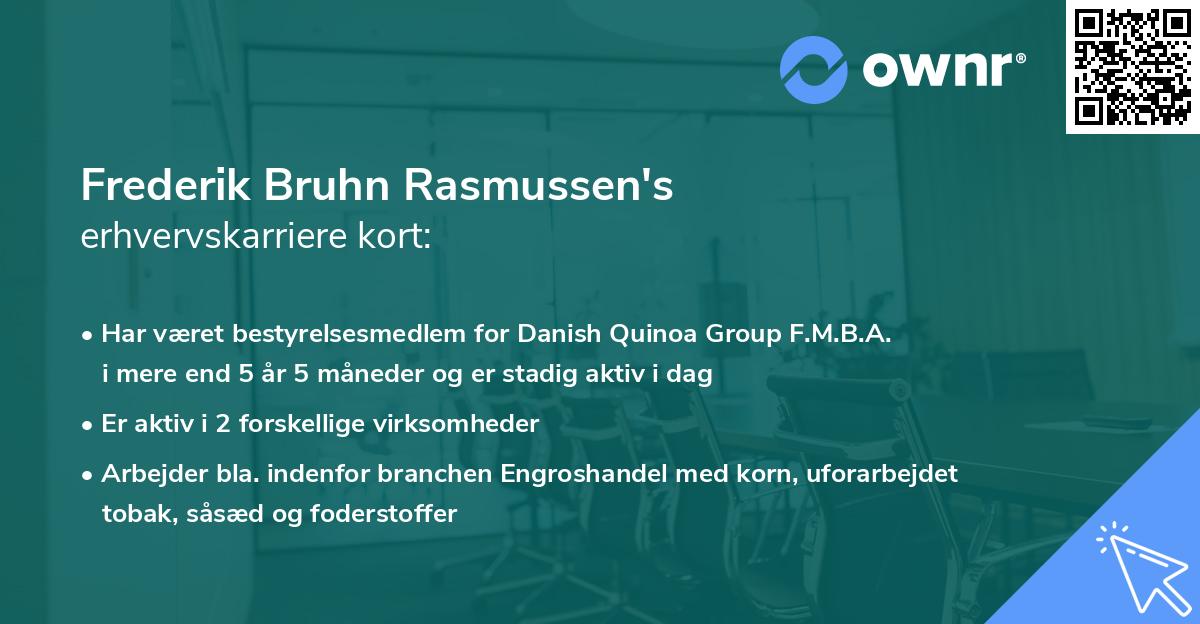 Frederik Bruhn Rasmussen's erhvervskarriere kort