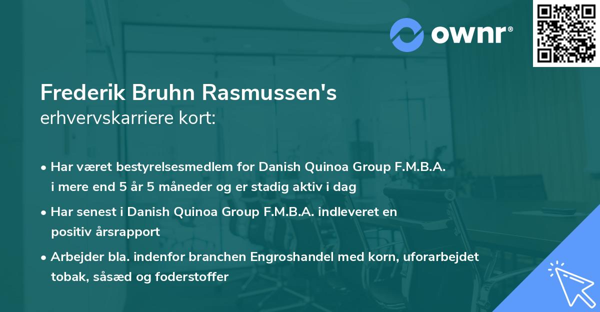 Frederik Bruhn Rasmussen's erhvervskarriere kort