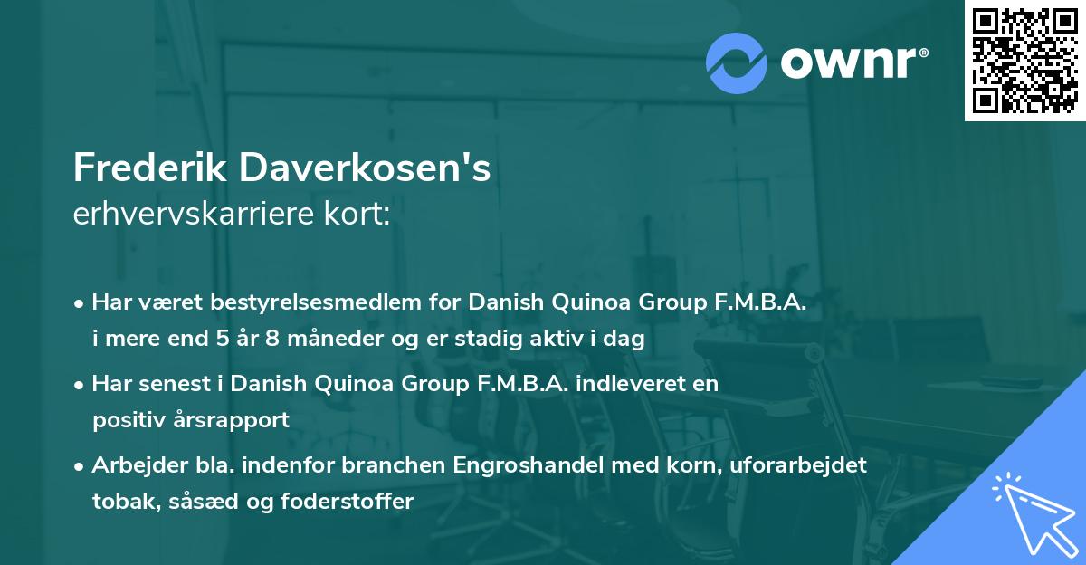 Frederik Daverkosen's erhvervskarriere kort