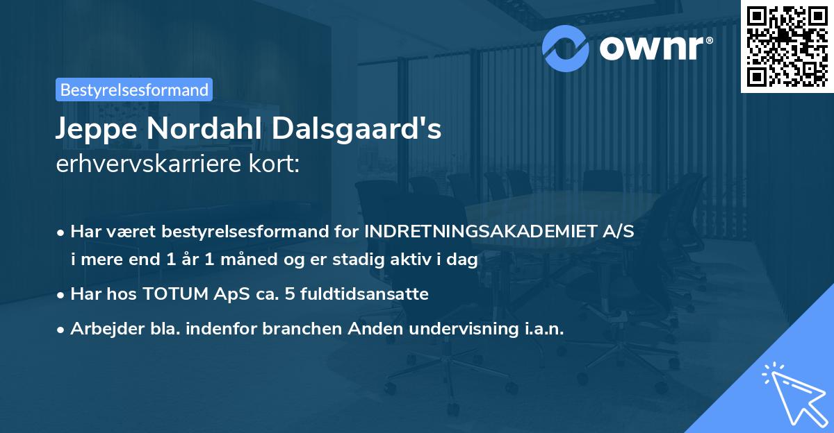Jeppe Nordahl Dalsgaard's erhvervskarriere kort
