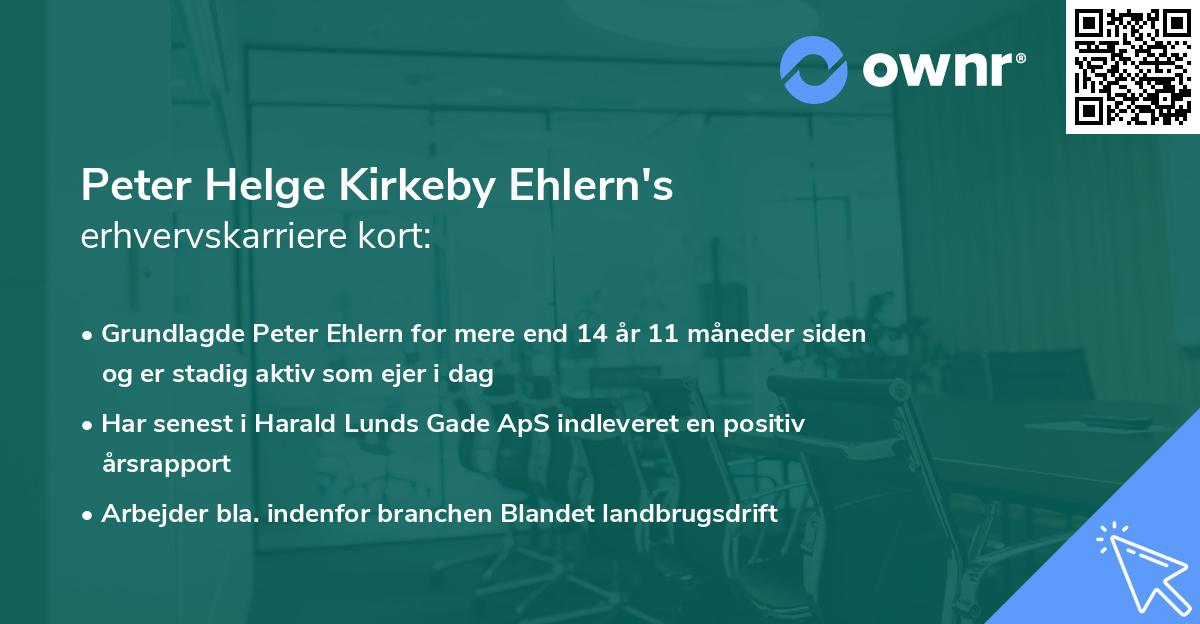 Peter Helge Kirkeby Ehlern's erhvervskarriere kort