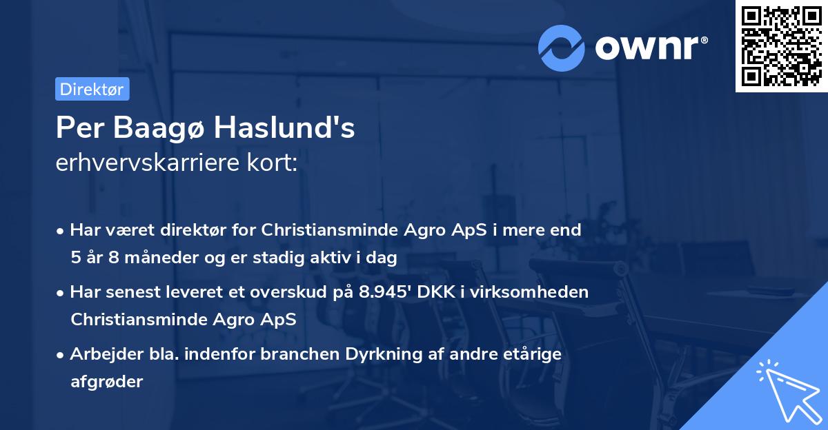 Per Baagø Haslund's erhvervskarriere kort