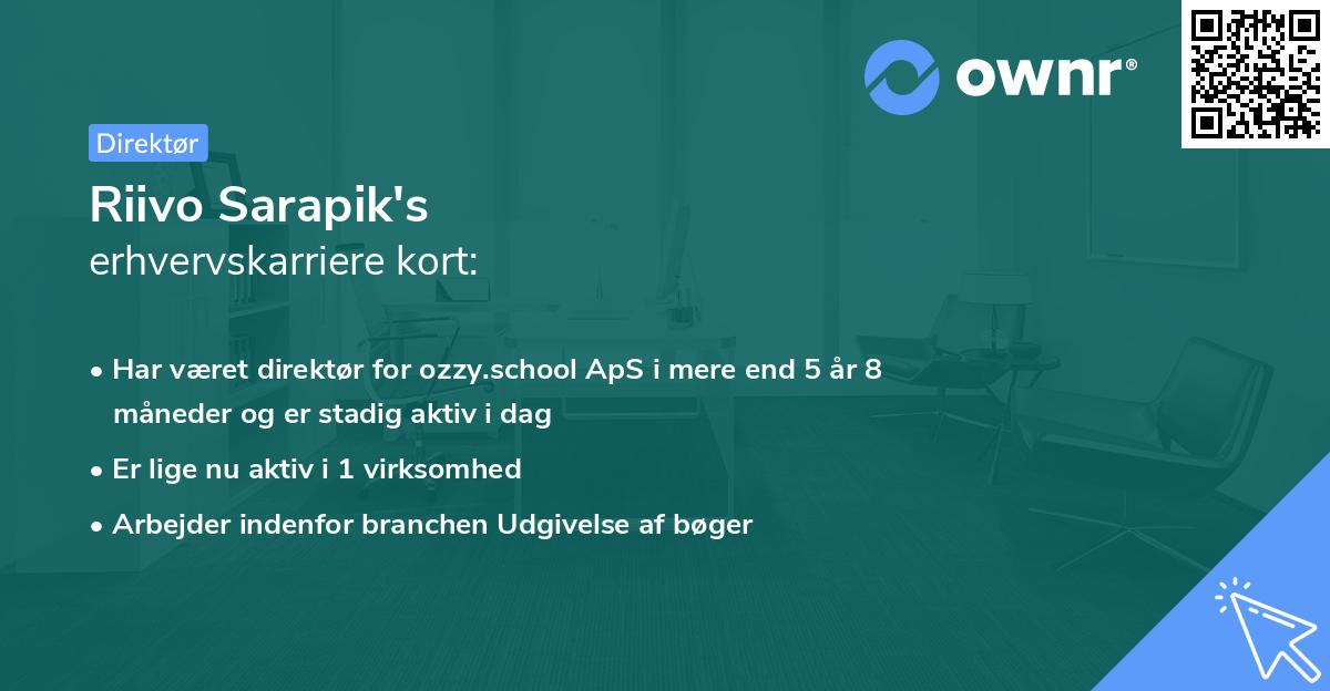 Riivo Sarapik's erhvervskarriere kort