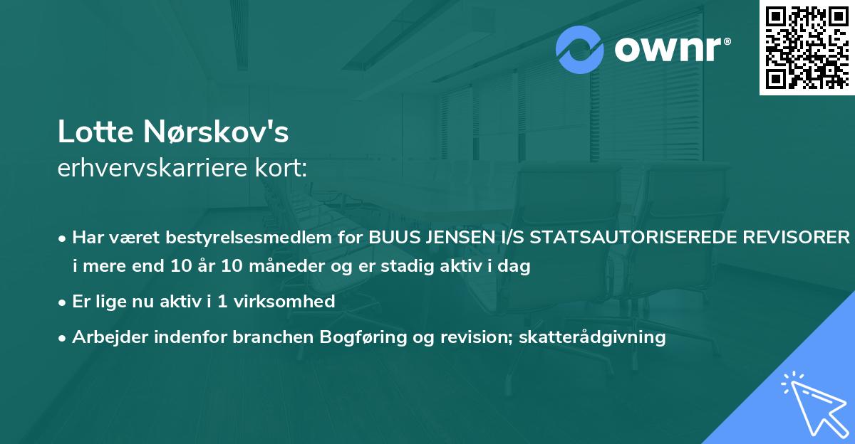 Lotte Nørskov's erhvervskarriere kort
