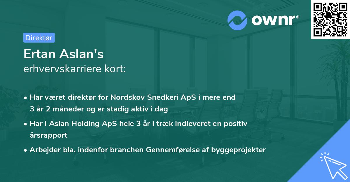 Ertan Aslan's erhvervskarriere kort