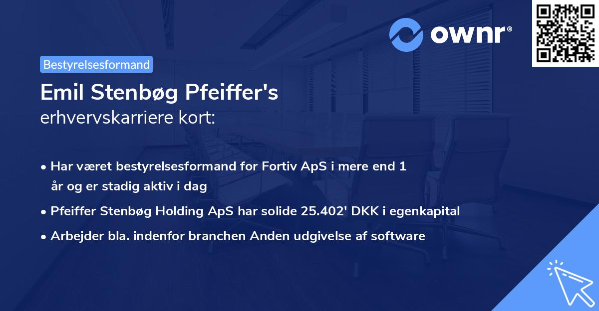 Emil Stenbøg Pfeiffer's erhvervskarriere kort