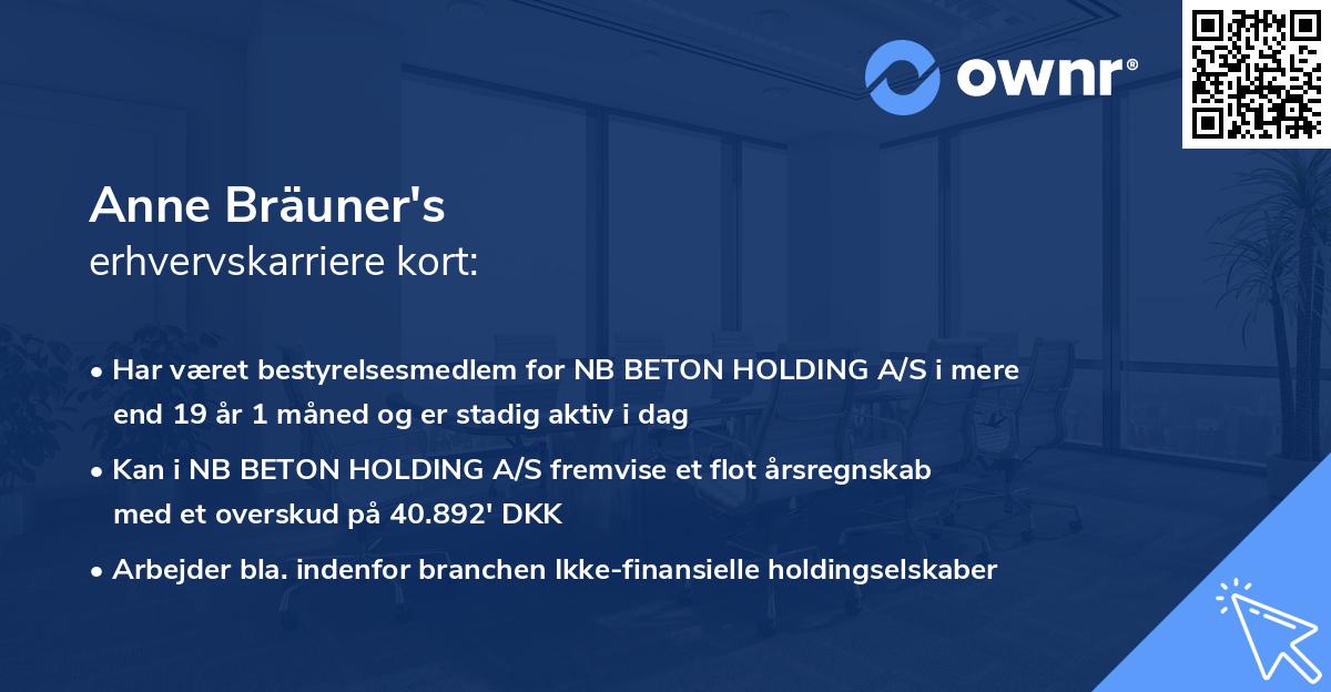 Anne Bräuner's erhvervskarriere kort