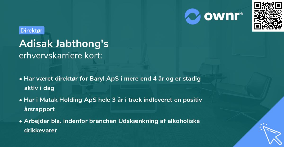 Adisak Jabthong's erhvervskarriere kort