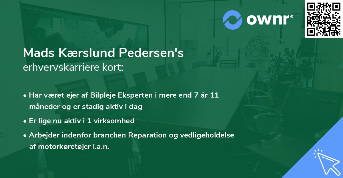 Mads Kærslund Pedersen's erhvervskarriere kort