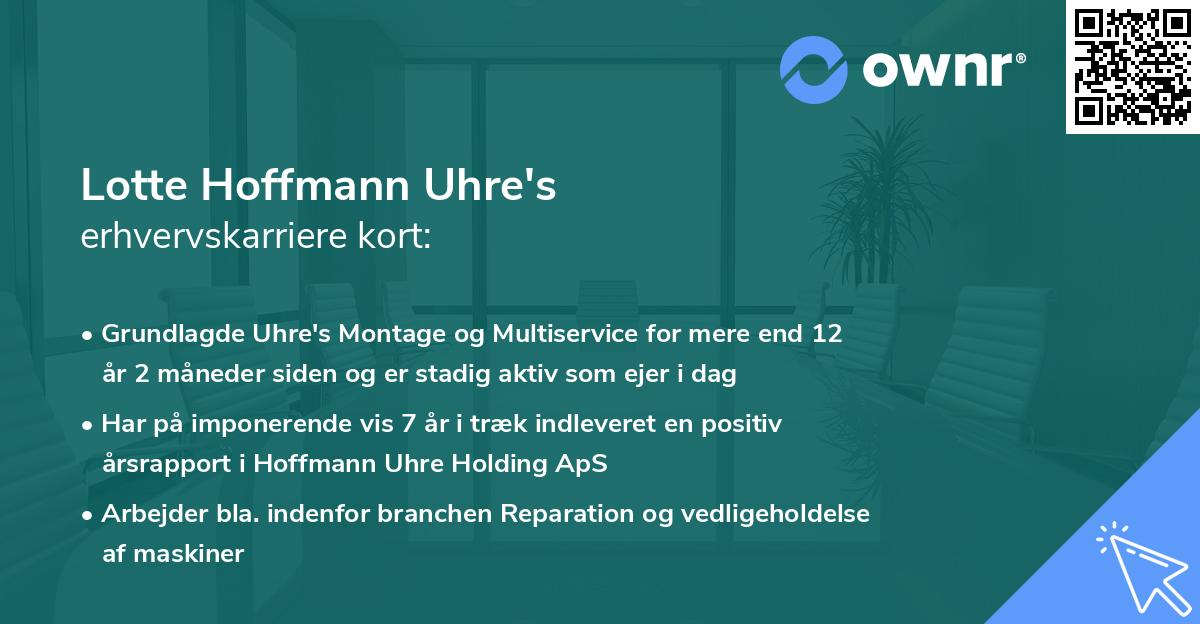 Lotte Hoffmann Uhre's erhvervskarriere kort