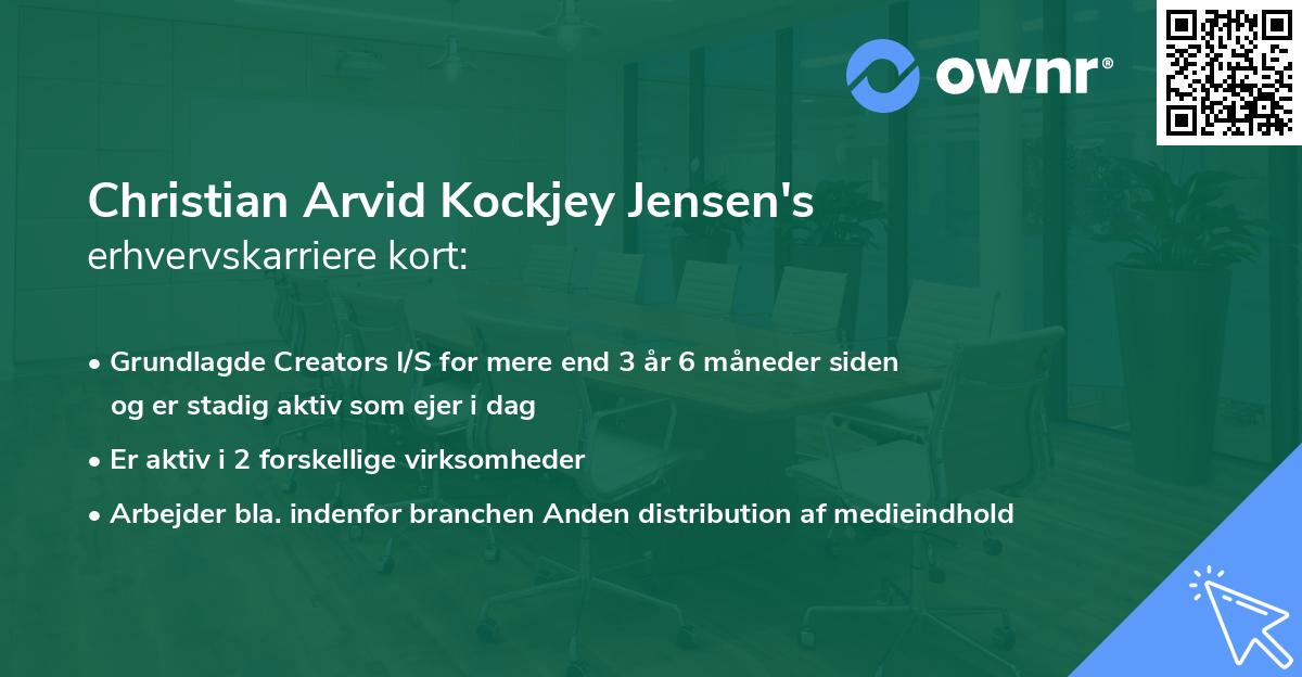 Christian Arvid Kockjey Jensen's erhvervskarriere kort