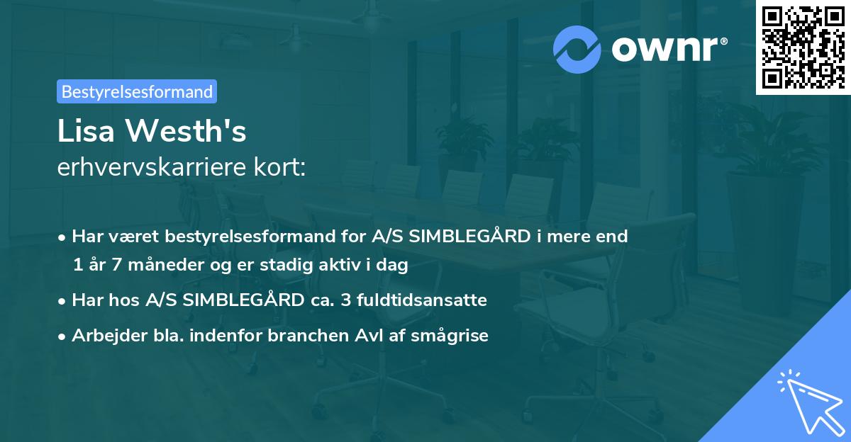 Lisa Westh's erhvervskarriere kort