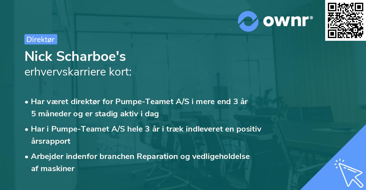 Nick Scharboe's erhvervskarriere kort