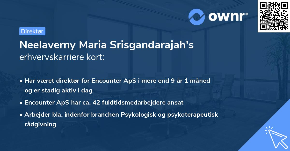 Neelaverny Maria Srisgandarajah's erhvervskarriere kort