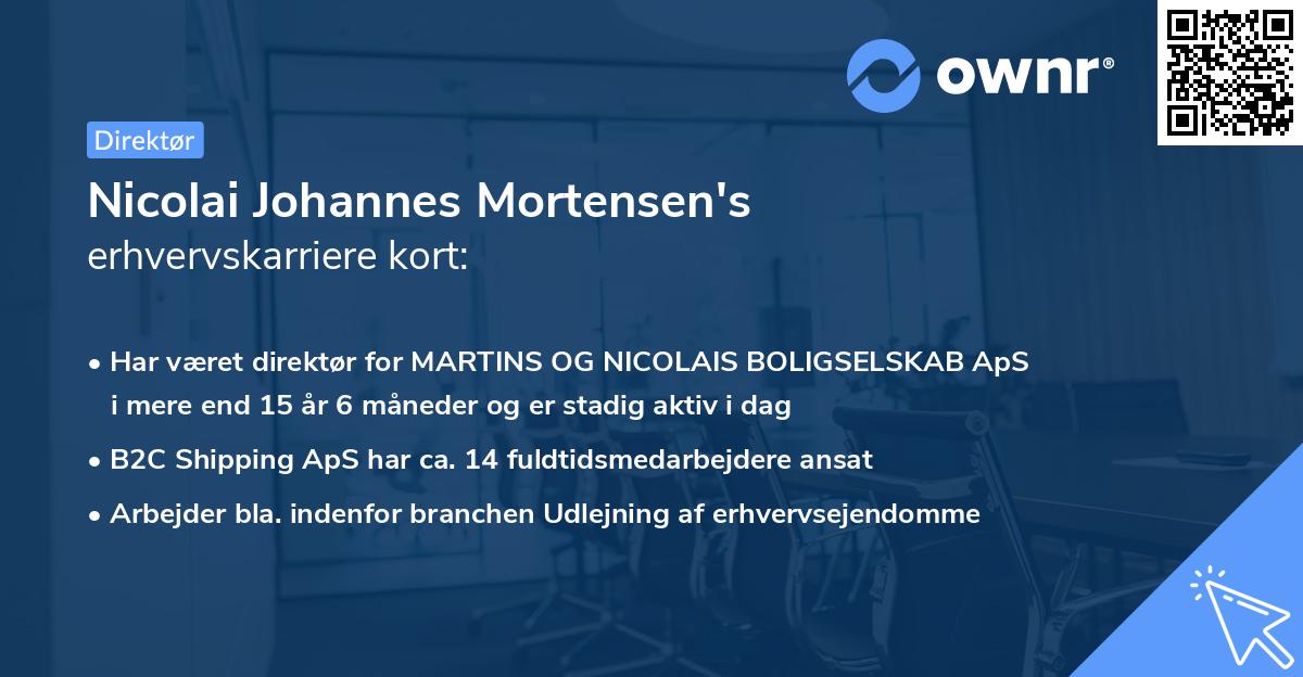 Nicolai Johannes Mortensen's erhvervskarriere kort