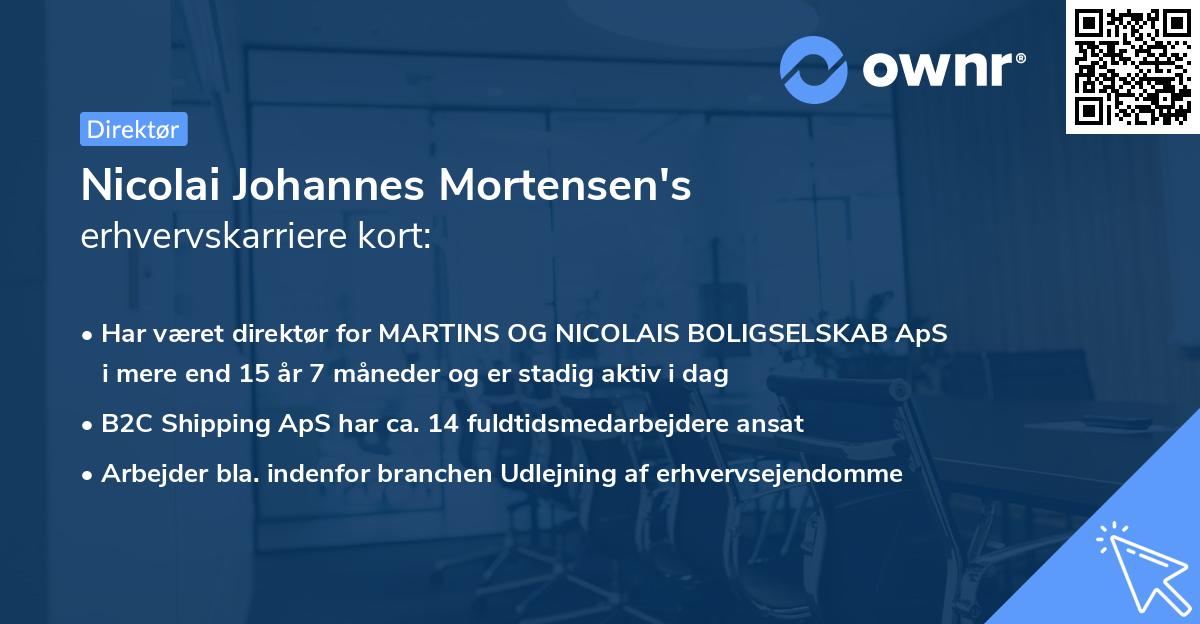 Nicolai Johannes Mortensen's erhvervskarriere kort