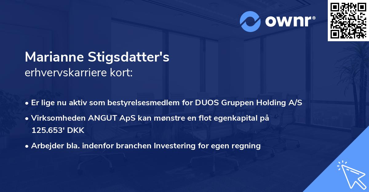 Marianne Stigsdatter's erhvervskarriere kort