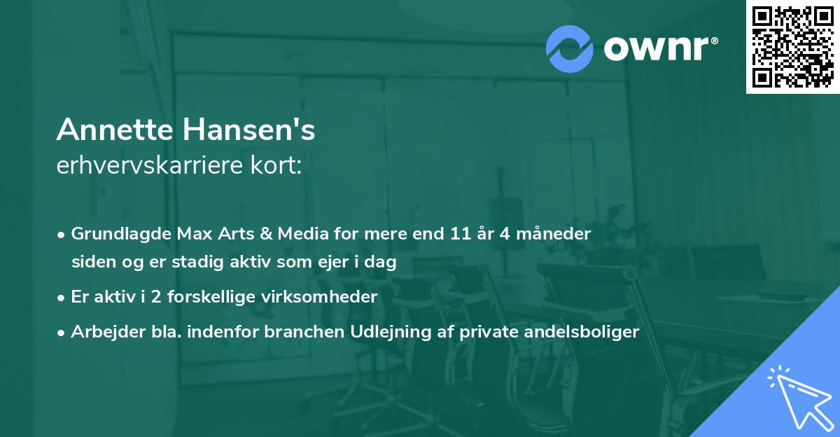 Annette Hansen's erhvervskarriere kort