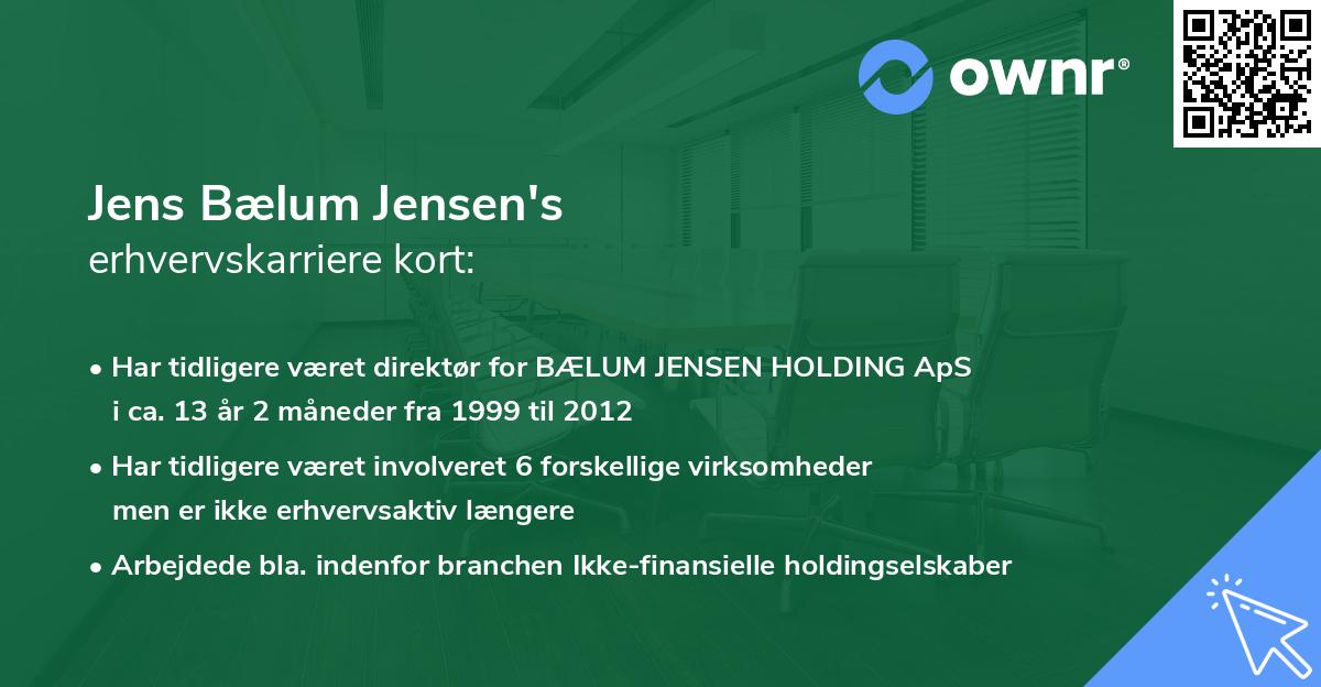Jens Bælum Jensen's erhvervskarriere kort