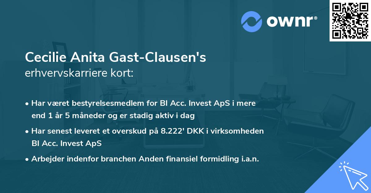 Cecilie Anita Gast-Clausen's erhvervskarriere kort